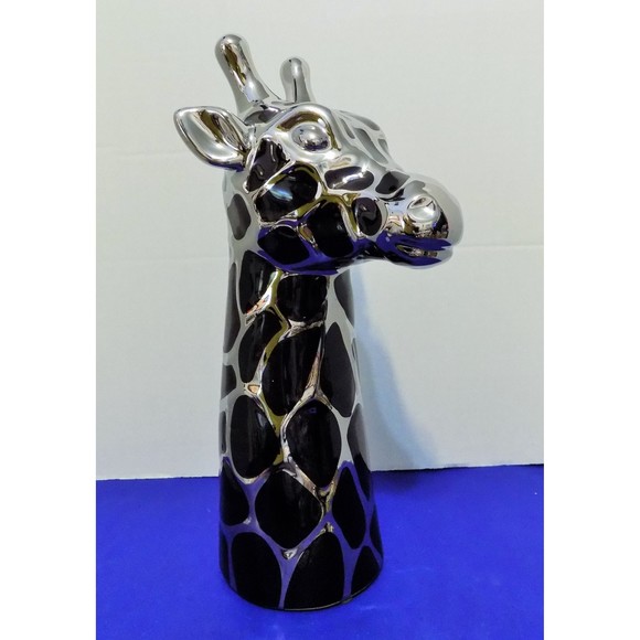 NEW Modern Silver Black Giraffe Figurine Statue FF Fitz Floyd Style - Picture 2 of 4